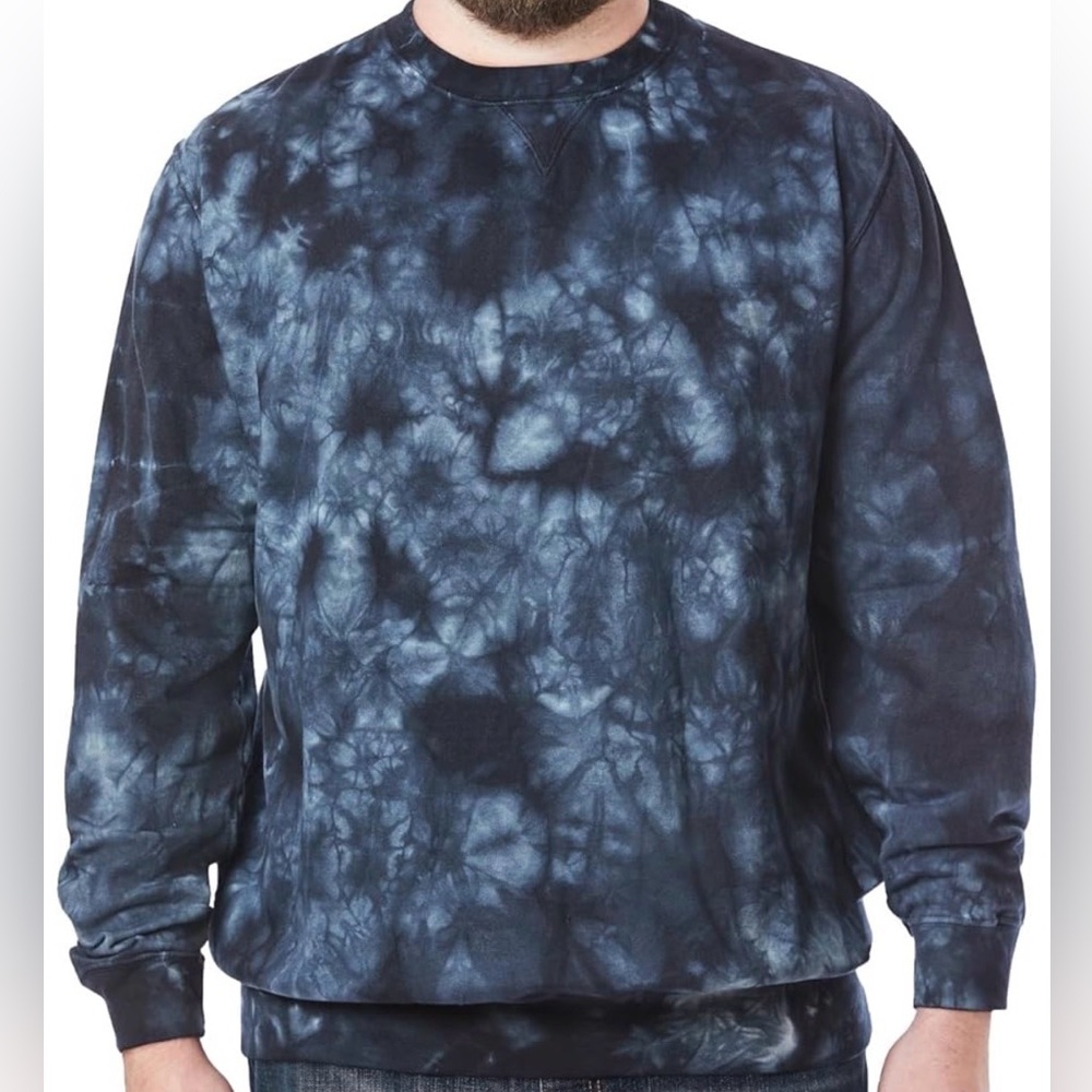 New Men's XLT Dark Blue Tie-Dye Sweatshirt by Kingsize Cotton Poly